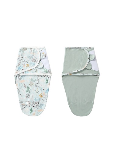 Moveevo Bebek Battaniyesi Yenidoğan Uyku Tulumu Kundak Örtüsü Pamuklu 2'li Paket Yeşil Beden S Yeşil