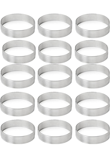 Yunboo 15'li Paslanmaz Çelik Fırın Halka Seti - 2 İnç Delikli, Isı Dayanıklı Donut Ve Pastane Kalıpları Gümüş