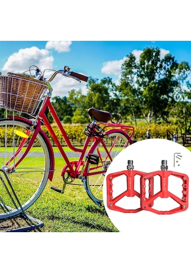 Dolıty Dağ Bisikleti Pedalları Mtb Bisiklet Düz Kırmızı