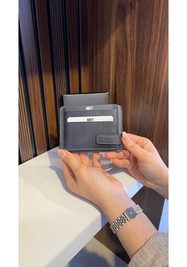 Mft Leather Hakiki Deri Mıknatıslı Kartlık Mona 1103 Antrasit
