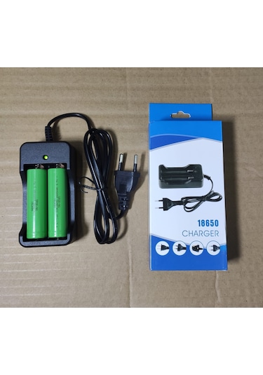 2 Yuvalı 18650 Lion Pil Şarj Aleti+2 Ad 3.7V 2000 Mah Pil