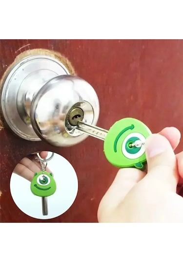 Mınıso 46 Modelli Toptan Anime Anahtarlık Kapağı - Minnie Karikatür Taşınabilir Anahtarlık Tutucu Yellow Gri