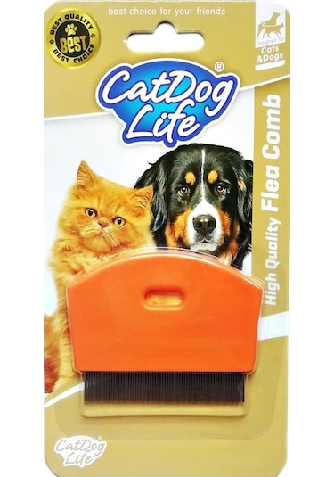 Catdoglife Orta ve Kısa Tüylü Kedi Bit Pire Dış Parazit Tarağı Turuncu