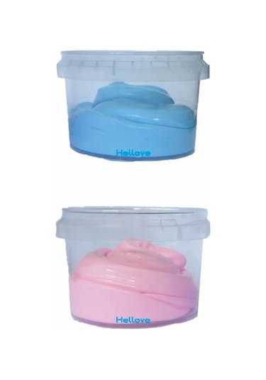 Ele Yapışmayan Pembe-mavi Slime 2 Li Pofuduk Slaym Oyun Hamuru