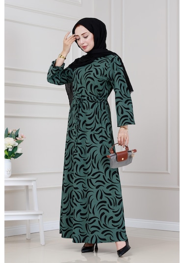 Beli Tünelli Karin Elbise-zümrüt Yeşili-5332 Zümrüt Yeşili