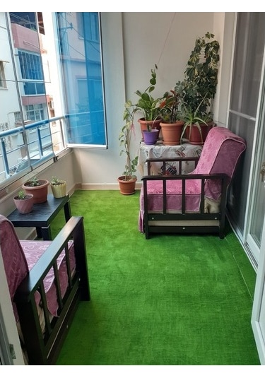 Yeşil Protokol Halı Özel Kesim Kaymaz Tabanlı Balkon Halısı (427038973)