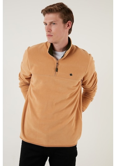 Buratti Slim Fit Anti-Pilling Tüylenme Yapmayan Bato Yaka Kışlık Şardonlu Erkek Polar 5906001 Vizon