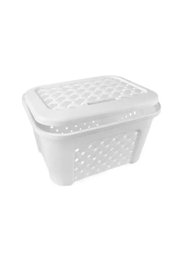 Elfplast Kapaklı Örgü Çamaşır Sepeti 143703779 Beyaz