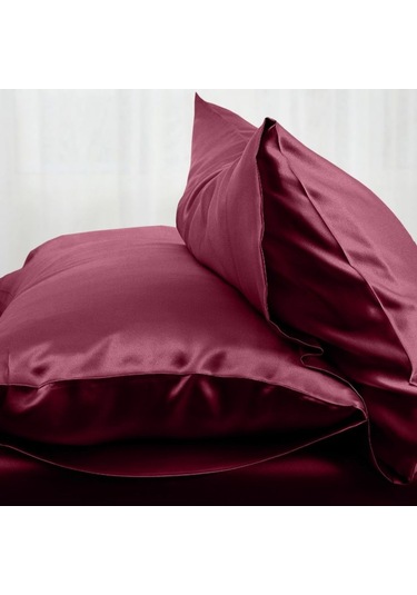 Antibakteriyel Terletmeyen İpek Saten Yastık Kılıfı 2'li 50x70 Bordo Bordo