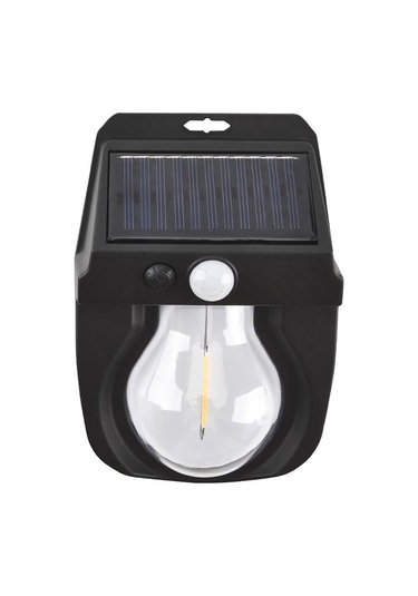 Güneş Enerjili Dekor Balkon Bahçe Aydınlatması Ampul Şeklinde Şık Led Loş Işık Siyah