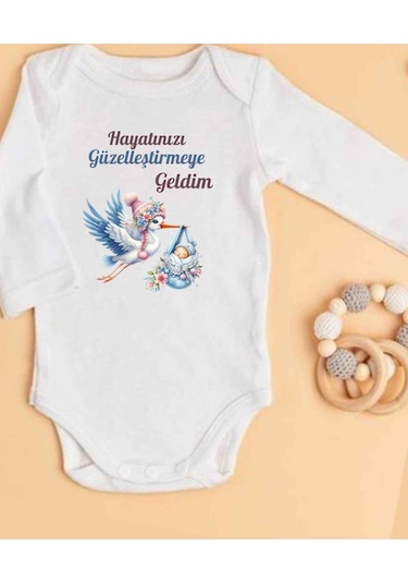 Lupi İsimli Zıbın Yazılı Bebek Zıbın Krem-altın Beyaz