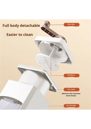 Jialan Dıy Buz Kırıcı Kolu Taşınabilir Manuel Buz Slush Makinesi Beyaz