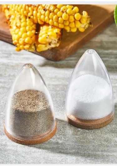 Flosoft Ahşap Detaylı 4'lü Tuzluk ve Sosluk Seti