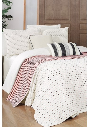 Sarev Marvin Kırmızı Çift Kişilik %100 Pamuk Yatak Örtüsü Seti