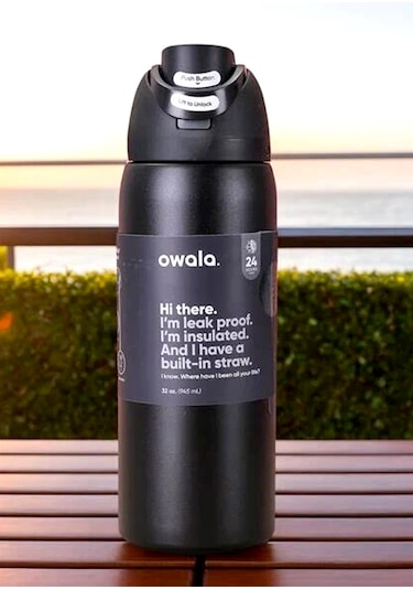 Owala 32 Oz 946 Ml Freesip Çift Katmanlı Paslanmaz Çelik Termos Kilitli Kapak Siyah