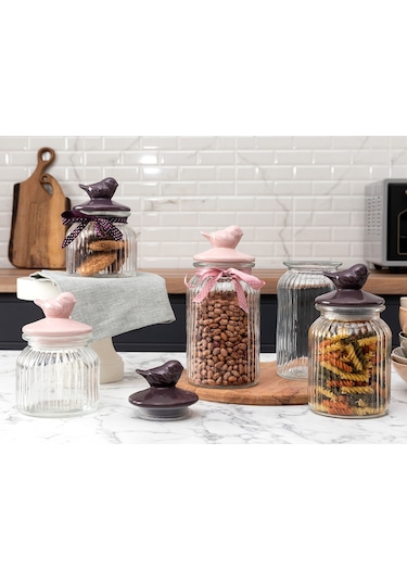 Madame Coco Kuşlu Kavanoz Silindir 1300ml 1kkvnz0094