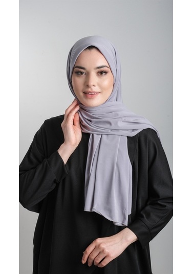 Gri Pratik Hazır Geçmeli Eşarp Sandy Kumaş Sade 1817_15 Gri