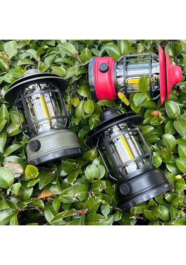 Padalink Döner Aydınlatmalı Usb Şarjlı Kamp Lambası - 1200mah Pil İle Taşınabilir Işık Siyah