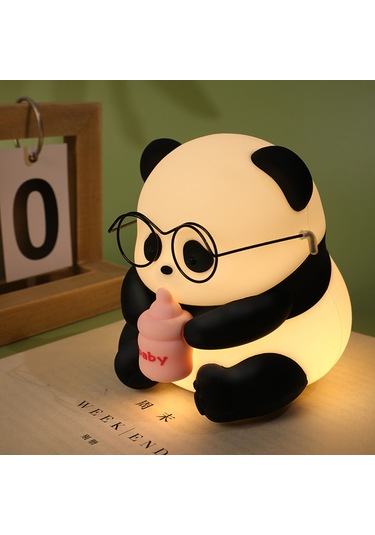 Qingmipy Şirin Panda Şekilli Sensörlü Gece Lambası - Göz Dostu Silikon Yatak Odası Aydınlatma Diğer