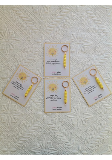 24 Adet Özel Tasarım Güneş Ve Sarı Anahtarlık Hastane Yeni Doğan 40 Mevlidi Dağıtmalık Hediyelik