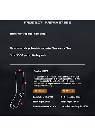 Butu Golovejoy Dwz05 1 Çift Spor Kompresyon Çorapları Kış Sıcak Yüksek Tüp Kayak Baldır Çorapları Siyah+gri Siyah - Gri
