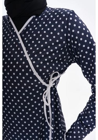 Puantiyeli Yandan Bağlamalı Namaz Elbisesi-21009 Gül Kurusu