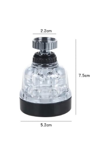 3 Fonksiyonlu Mutfak Lavabo Başlığı 360 Derece Döner Musluk Ucu Tasarruflu - 24242422975sa Siyah