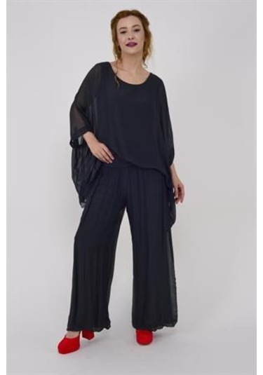 İtalyan Yarasa Kol İpek Bluz-8869 Antrasit