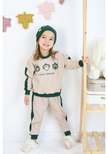 Miababy Cozy Nakış Baskılı 3lü Takım Koyu Yeşil