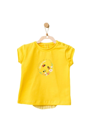 Andywawa Kız Bebek Çiçek Motifli Çok Renkli Alt Üst Takım AC21834 Sarı