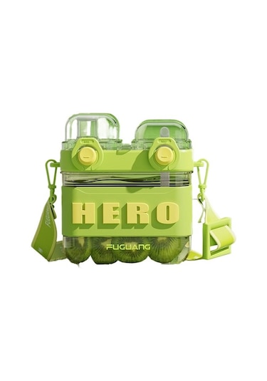 Hong Yi Fei Plastik Dak Pipet Su Dağı Yaz Öğrencileri Kare Su Dağı Çocuk Su Şişesi 5l87vt Koyu Yeşil