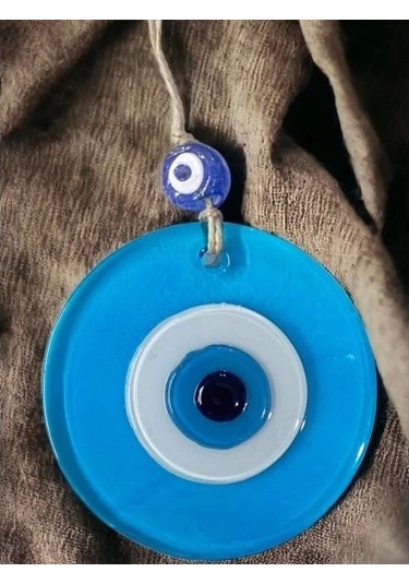 Şeffaf Mavi Nazar Boncuklu Duvar Süsü 10 Cm Cam Duvar Dekoru