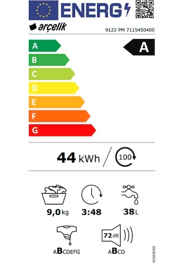 Arçelik 9122 PM 1200 Devir 9 KG Çamaşır Makinesi