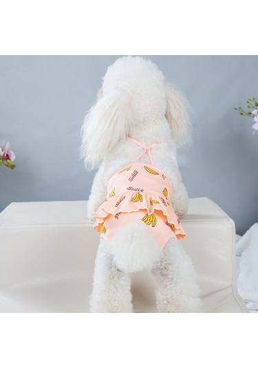 Muz Baskılı Köpek Fizyolojik Pantolon Rahat Nefes Alabilir Askılı Pet Fizyolojik Pantolon, Boyut: Xl Pembe