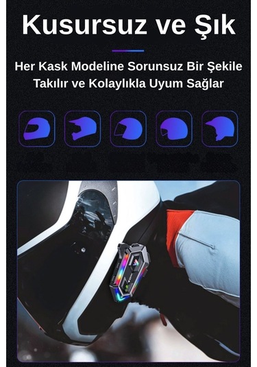 Y20 Max Rgb Işık Efektli İntercom Bluetooth Motosiklet Kask Kulaklığı İntercom Kulaklık