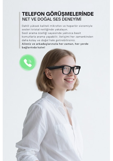 Akıllı Gözlük Yapay Zeka Aı , Kamera, Bluetooth, Müzik, Ipx5
