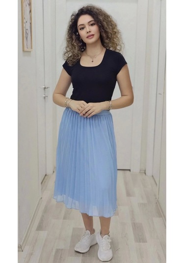 Beli Lastikli Pliseli Etek 6018-bebe Mavisi Bebe Mavisi