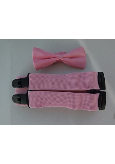 Pembe Çocuk Papyonu / Pembe Çocuk Pantolon Askısı Pembe