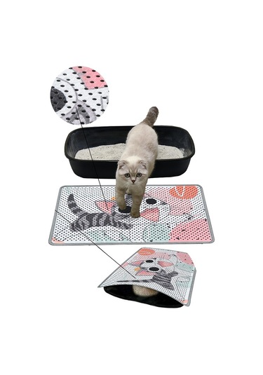 Kar Mat Kedi Tuvaleti Paspası Delikli Kedi Kumu Paspası Neşeli Kedi