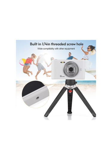 Springsun Beyaz Dijital Kamera 1080p Video 50mp Fotoğraf 2.4 İnç Ekran 8x Zuma 650mah Pil 32gb Tf Kartlı Çift Lens Içten Flaş