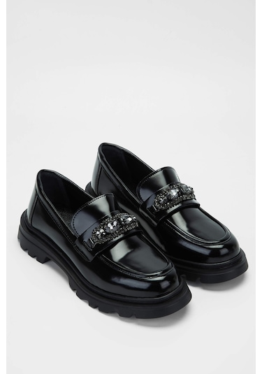 Tamer Tanca Kadın Vegan Siyah Açma Loafer Ayakkabı 817 2399 Bn Ayk Sk23/24 Sıyah Acma Siyah
