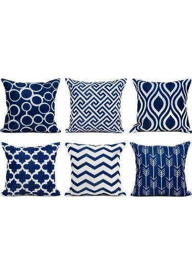 Gajeena 6 Adet Modern Desenli Kumaş Yastık Kılıfı, 45x45 Cm, Gizli Reçme, Ev Dekorasyonu, Yumuşak Pamuk Keten, Koltuk/ofis/ulaşım Diğer