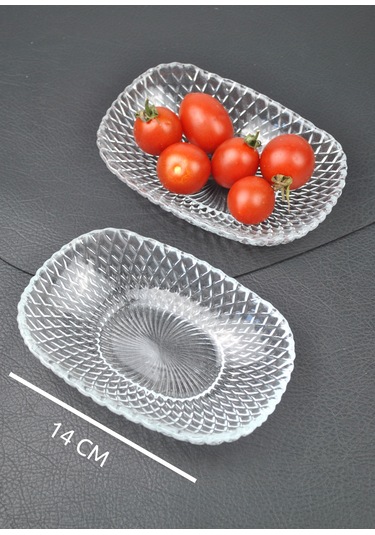 2'li Cam Kase Sunum Kayık Meze Tabağı Çerezlik Kasesi 15cm-vera