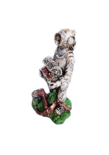 Balıkpet Bronz Hazine Bulan Dalgıç Akvaryum Dekoru 13 CM