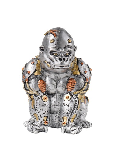 Suntek Mekanik Goril Heykeli Masa Üstü Süsleme I El 13,2cmx19cmx13,7cm