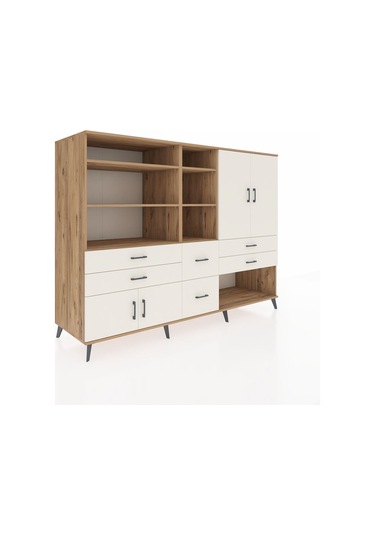 Kronos Dolap 10 Raflı 6 Çekmeceli 4 Kapaklı 220x59x163 Çam-aytaşı Çam-aytaşı