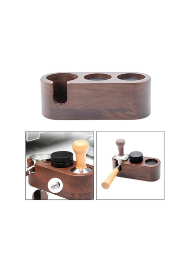 Suntek Kahve Filtresi Sabotaj Tutucu Ahşap Espresso Sabotaj Mat Standı 3 Delik 58mm