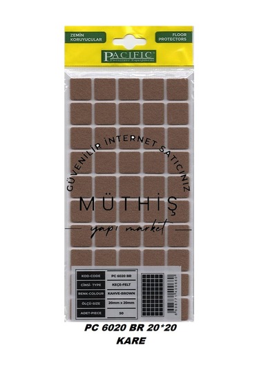 Pacific Yapışkanlı Keçe 20 X 20 Mm Kahverengi -