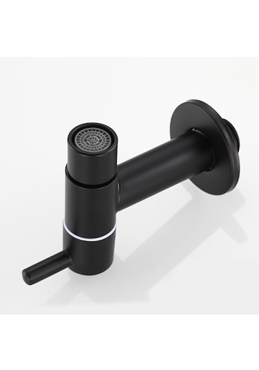 Xurunkeji Mop Lavabo Musluğu 304 Paslanmaz Çelik Banyo Çamaşır Makinesi Musluğu Açık Bahçe Tek Soğuk Su Musluğu Siyah Siyah