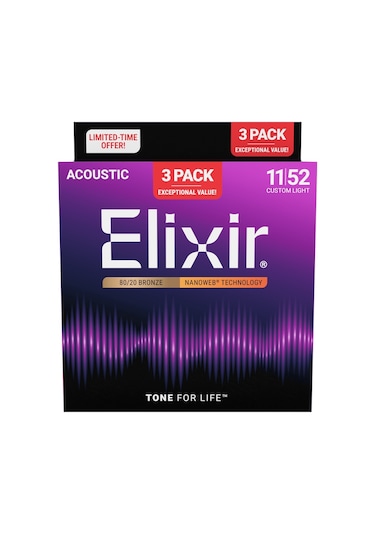 Elixir 011-052 Bronz Akustik Gitar Teli Ekonomik 3'lü Set 16564